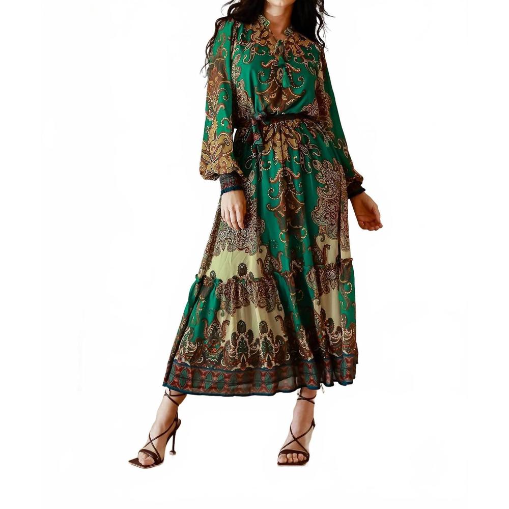 NEW LITTLE SECRET OF MINE pleated midi dress in green